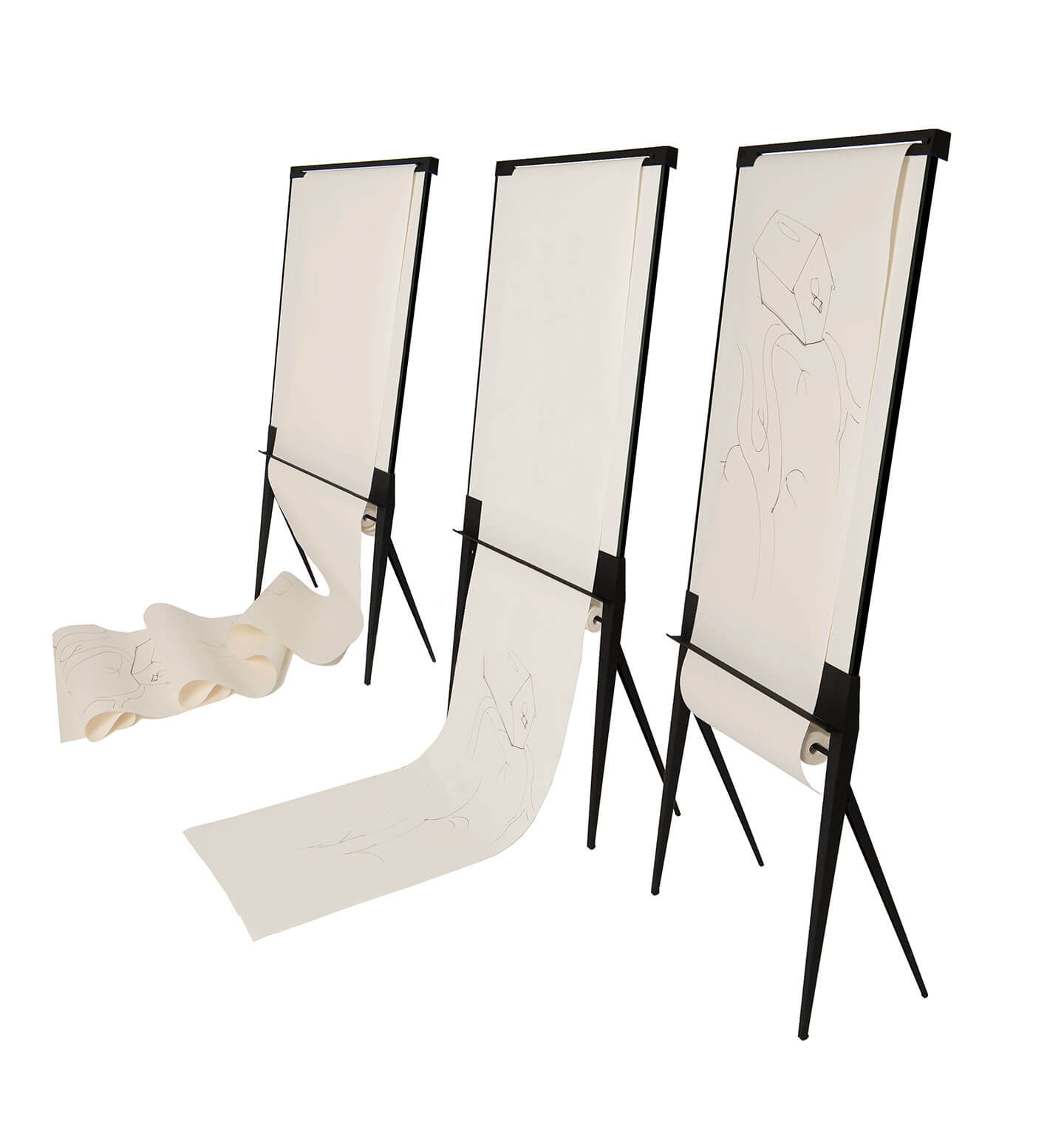 Uniek designboard STRUIS: flip-over, whiteboard met paprierrol.