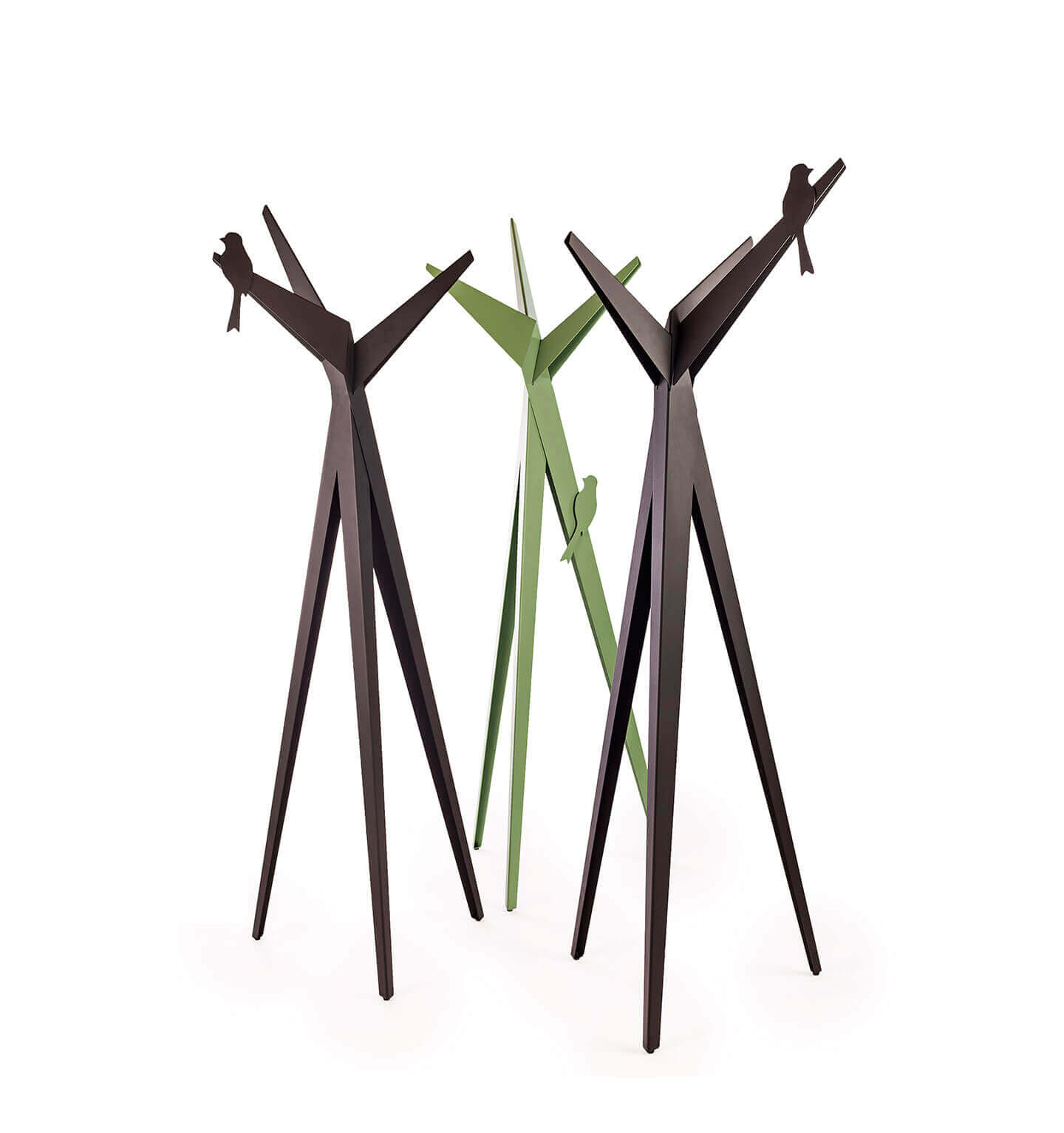 Coat racks in the for of a tree. Biophilic design