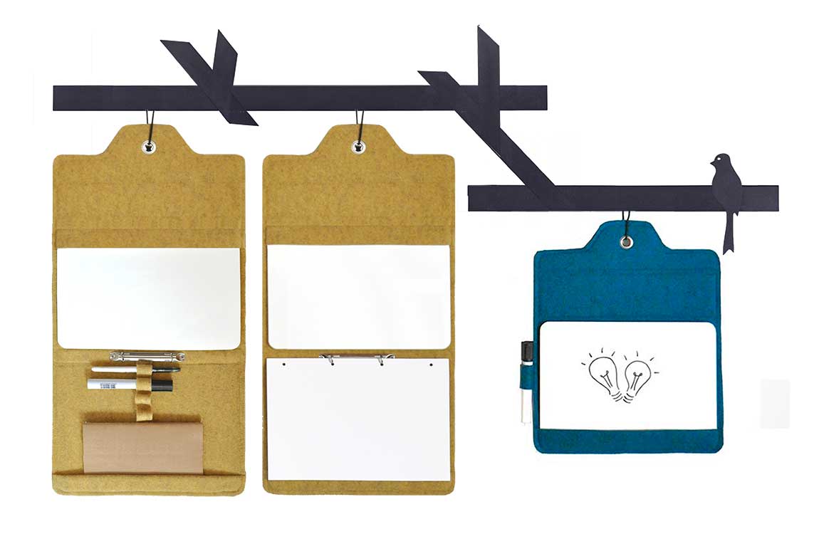 whiteboard notitieblok aan studio-ophangrek TAK
