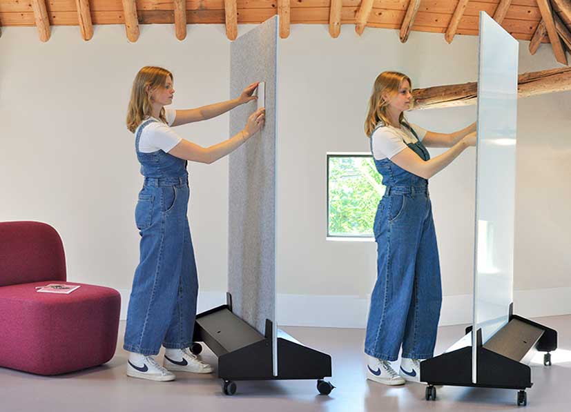 Sie suchen ein stilvolles und funktionales mobiles Whiteboard-Pinnwand-Kombi für Ihre Arbeitsumgebung?
