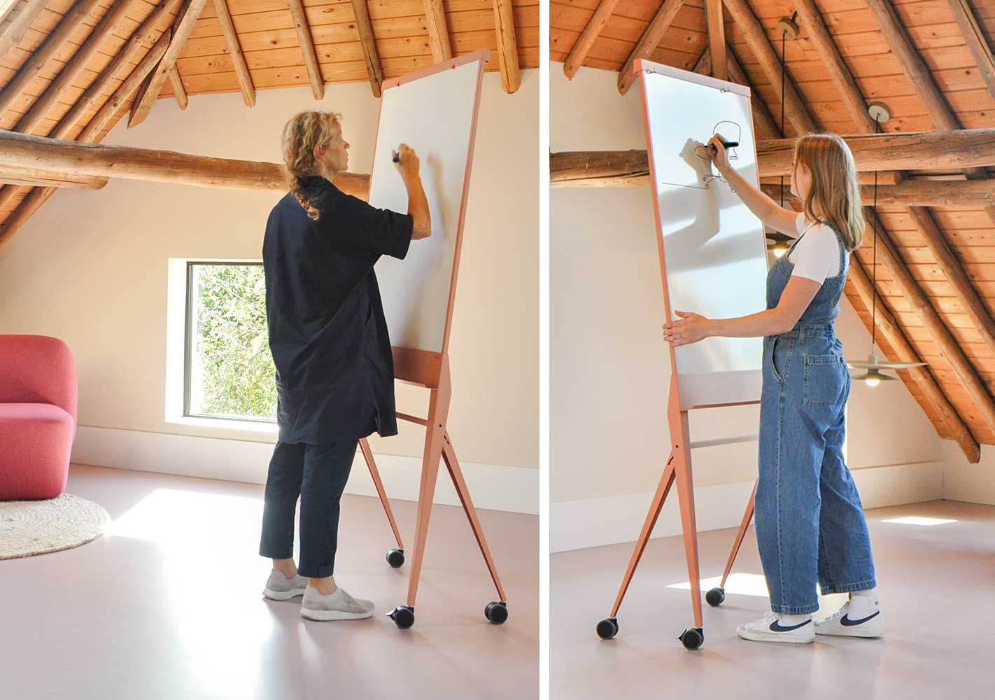 Design Flipchart-Whiteboard-Kombi | Farbe Terrakotta